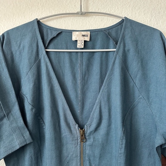 AMUSE V Neck Short Sleeves Denim Midi Dress BNWT - Picture 5 of 8